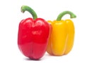 Yellow red bell peppers  Beautiful on a white background Royalty Free Stock Photo