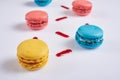 Yellow, red and blue macaroon Royalty Free Stock Photo