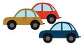 Yellow red and bluie car, illustration, vector Royalty Free Stock Photo
