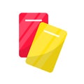 Yellow and red card flat vector illustration