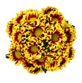 Yellow and red chrysanthemum flowers in a round bouquet