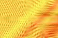 Yellow red dotted halftone. Faded diagonal dotted gradient. Half tone background.