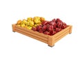 Yellow and red fresh peppers on wooden pallet left view 3d render on white background no shadow Royalty Free Stock Photo