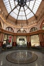 Decorative Victorian shopping mall domed circular atrium interior space of historic Block Arcade in Melbourne CBD, Australia