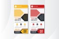 Yellow and red hexagon roll up business banner design vertical template vector, Royalty Free Stock Photo