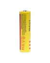 Yellow and red 18650 Lithium-Ion battery cell on white background