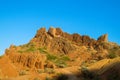 Yellow and red mountain rock formation valley Royalty Free Stock Photo