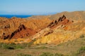 Yellow and red mountain rock formation valley Royalty Free Stock Photo