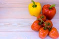 Yellow and red peppers and tomatoes Royalty Free Stock Photo