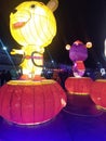 Yellow red purple stand place Chinese new year Batam lighting