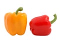 Yellow and red ripe peppers - isolated Royalty Free Stock Photo