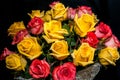 Yellow red rose bouquet