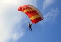Yellow and red sail parachute Royalty Free Stock Photo