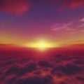 Yellow and Red sky at Sunset, color gradient background. AI-Generated. Royalty Free Stock Photo