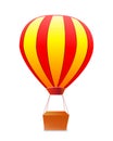 Yellow red striped aerostat with box Royalty Free Stock Photo