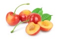 Yellow-red sweet cherry isolated on white background with clipping path and full depth of field Royalty Free Stock Photo