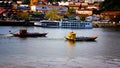 Yellow and Red  tourist boats on Douro river Porto Portugal Royalty Free Stock Photo