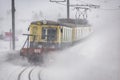 Yellow/Red train of Jungfrau Bahn at Kleine Scheidegg station