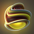 Yellow and red twisted shape. Computer generated abstract geometric 3D render illustration Royalty Free Stock Photo