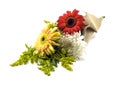 Yellow, red and white gerbera bouquet