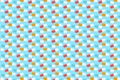 Yellow, red and white pills pattern. Blue medical background Royalty Free Stock Photo