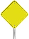 Yellow reflective caution road sign isolated on a white backgrou