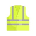 Yellow Reflective Safety Vest, Front View Vector Illustration