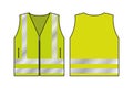 Yellow reflective safety vest for people,front and back view uniform template