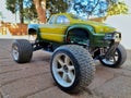 Yellow remote controled picup with big wheels Royalty Free Stock Photo