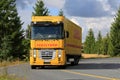 Yellow Renault Magnum Semi Truck on the Road