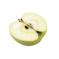 Yellow Renetta Apple half on white background Royalty Free Stock Photo