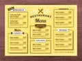 Yellow Restaurant menu template. Food menu placemat