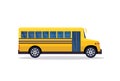 Yellow retro bus back to school pupils transport concept white background flat horizontal banner