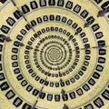 Yellow retro old clock spiral abstract background. Antique clock fractal background. Time spiral surreal clock Royalty Free Stock Photo