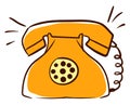Yellow retro telephone, illustration, vector Royalty Free Stock Photo