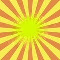 Yellow Retro Vintage Halftone Style Background with Sun Rays. Pop Art Design Texture. Star Explosion Template Royalty Free Stock Photo