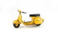 Yellow retro motor scooter isolated on white background
