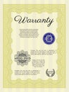 Yellow Retro vintage Warranty Certificate template. Beauty design. With complex linear background. Detailed