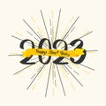 2023 happy new year, yellow ribbon, new year background, vector background