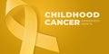 Yellow ribbon on Yellow background with copy space for your text. Childhood Cancer Awareness Month typography. Medical symbol in Royalty Free Stock Photo