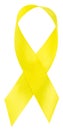 Yellow ribbon-childhood cancer awareness symbol, isolated on white Royalty Free Stock Photo