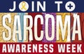 Yellow Ribbon, Sticky Sarcoma over Tissues Promoting Sarcoma Awareness Week, Vector Illustration