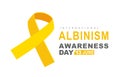 Yellow ribbon - symbol of albinism, a rare genetic disease. International Albinism Awareness Day. June 13th Royalty Free Stock Photo