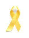 Yellow ribbon on white background. Cancer awareness concept Royalty Free Stock Photo