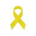 Yellow ribbon on a white background. Symbolic suicide prevention.