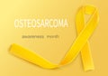 Yellow Ribbon on yellow background for supporting people living and illness. July Sarcoma cancer, Suicide prevention day
