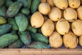 yellow ripe and fresh green mango for sale Royalty Free Stock Photo