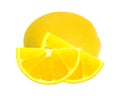 Yellow ripe lemon over the white