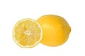 Yellow ripe lemon over the white