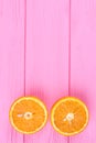 Yellow ripe orange slices, top view. Royalty Free Stock Photo
